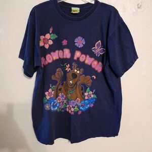 Vintage Scooby-Doo Cartoon Network "Flower Power" Short Sleeve Shirt XL (Spot)